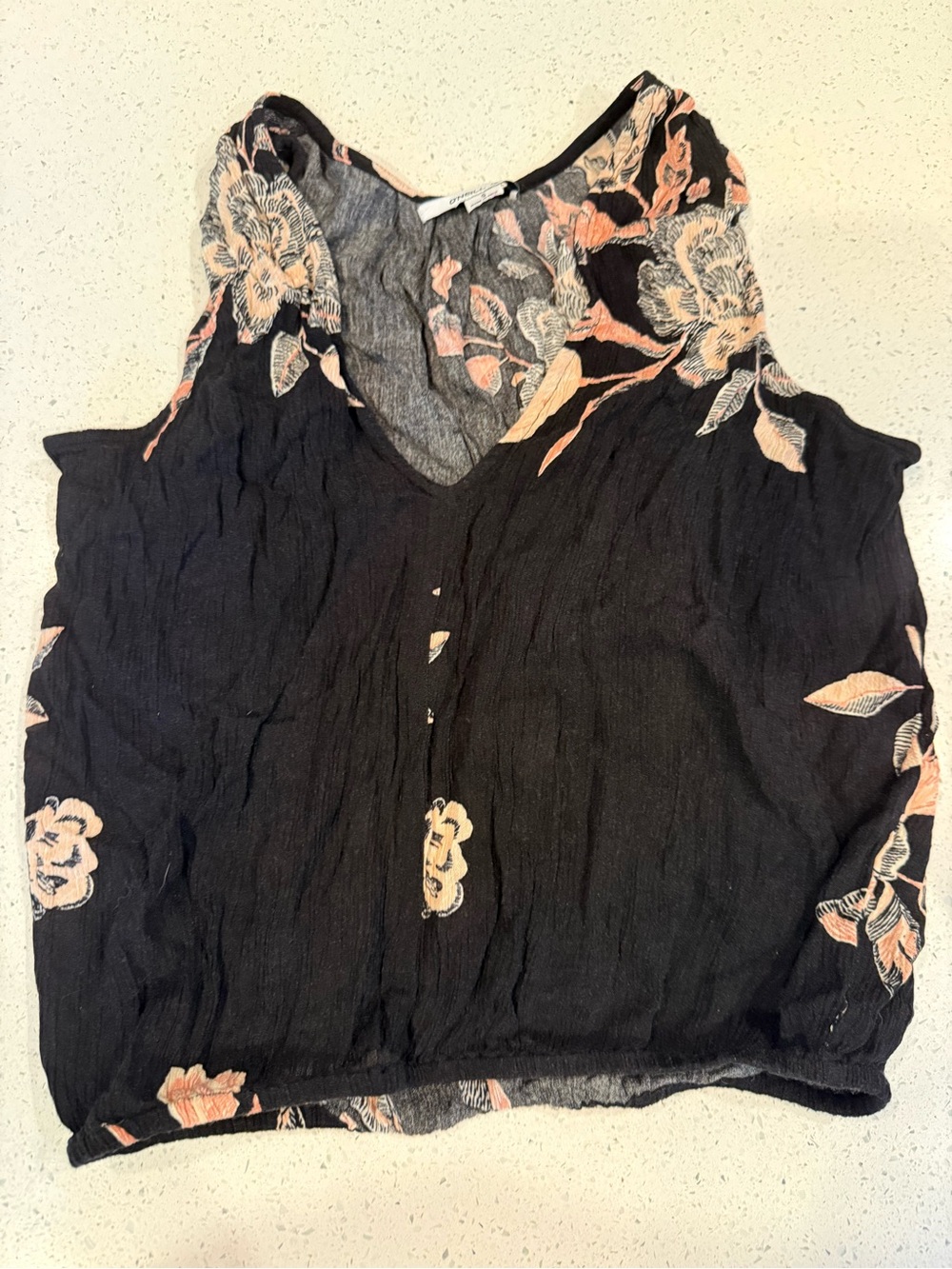 SET! O'Neill Black Floral Cold-Shoulder V-Neck Tank and Pant Set
